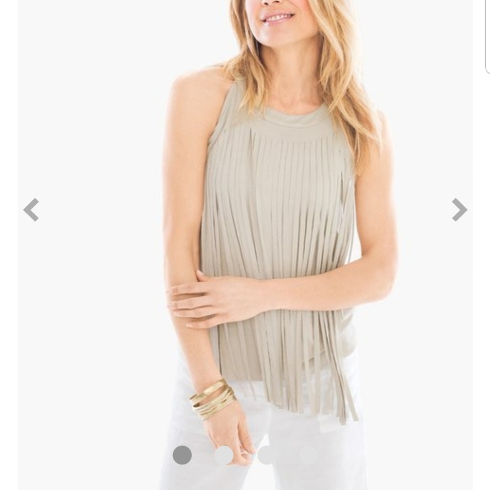 Chicos faux suede fringe tank